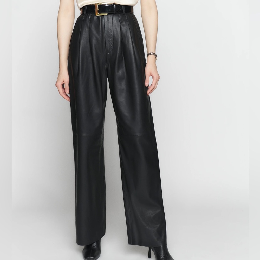 Reformation x VEDA black leather Elliot trousers size 6